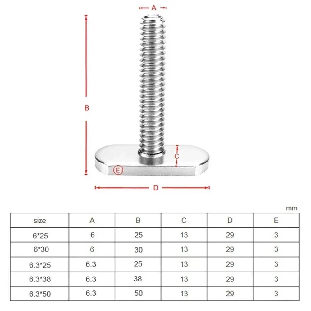 4pcs Track Bolt Stainless Steel Kayak Rail/Track Screws Tracks Nuts T Slot Bolt Replacement 30x25x13mm Kayak Accessories