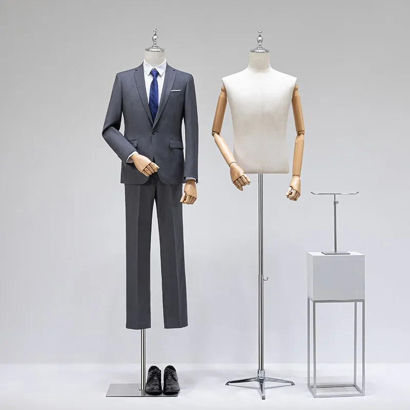Clothing store male model props half-body platform model shelf window full body suit dress display stand fake human body