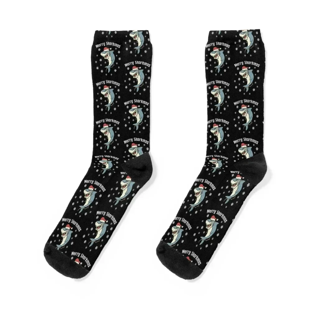 

Merry Sharkmas Santa Shark Funny Christmas Shark with Lights and Hat Socks luxury Sports football Girl'S Socks Men's