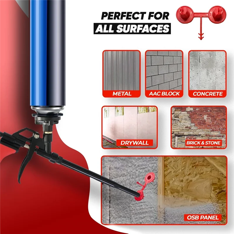 A98E-For Foaming Agent- Precision For Vertical& Ceiling Coverage, 12Pcs Red Nozzle Set Included