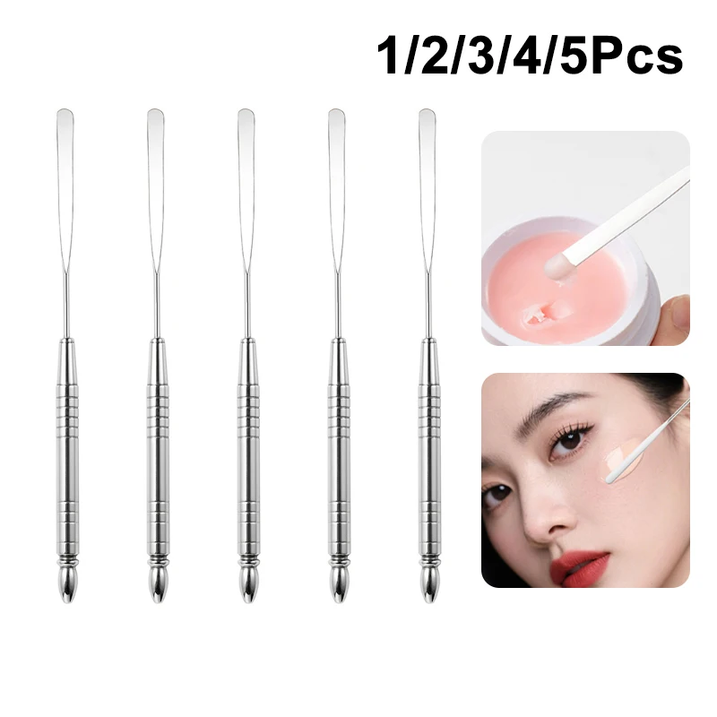 1/2/3/4/5Pcs Stainless Steel Makeup Nail Gel Spatula Mixing Stick Foundation Cream Mixing Tool Cosmetic Make Up Accessories