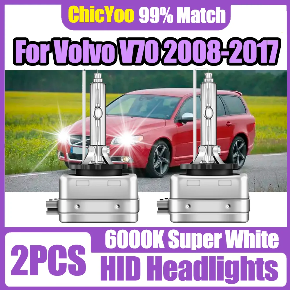 

2X Car Front Lights 35W D1S HID Xenon Headlamp Bulbs 20000LM Canbus LED Headlights 6000K Super White 12V For Volvo V70 2008-2017