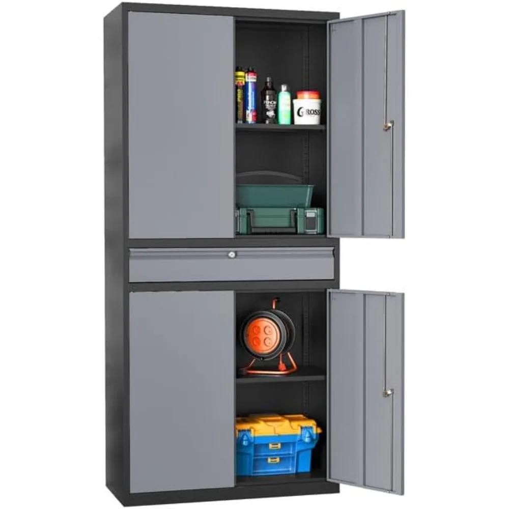

LuckMetal Storage Cabinet with with Drawer, Garage Storage Cabinet with Locking Doors and Adjustable Shelves for Garage, Home Of