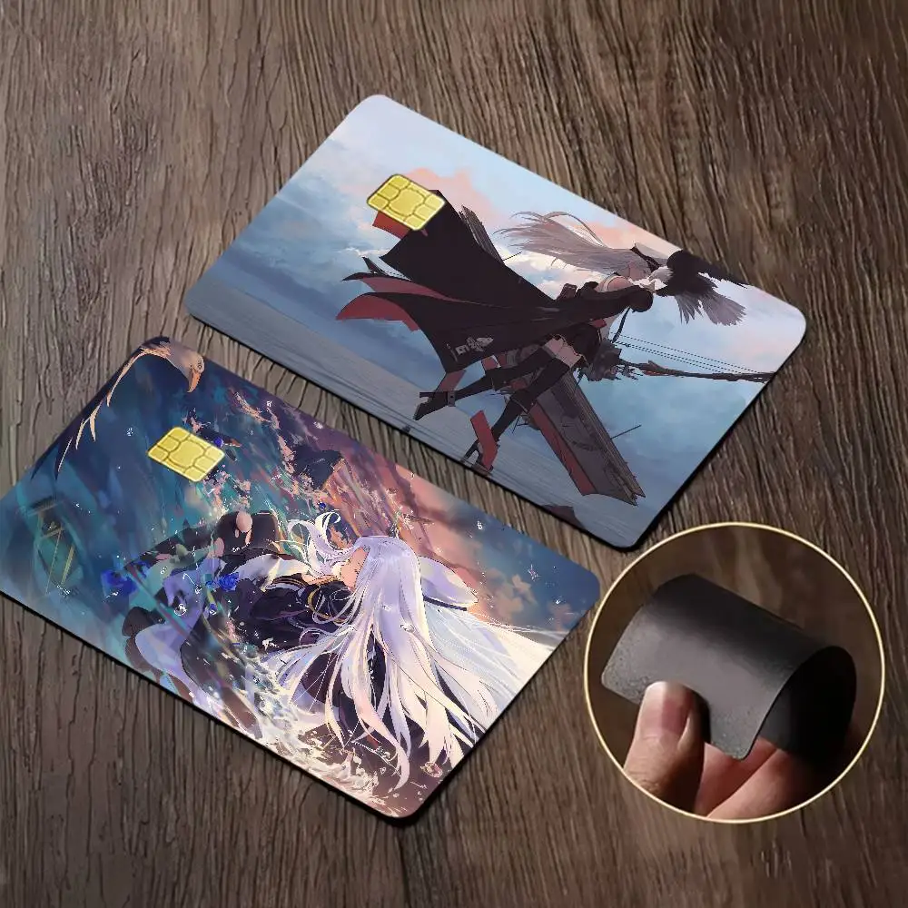 GAME Azur Lane Anime 4pcs 1Set Funny Shell On Off Ultra Thin No Fade Sticker Skin Cover Film For Debit Credit Card