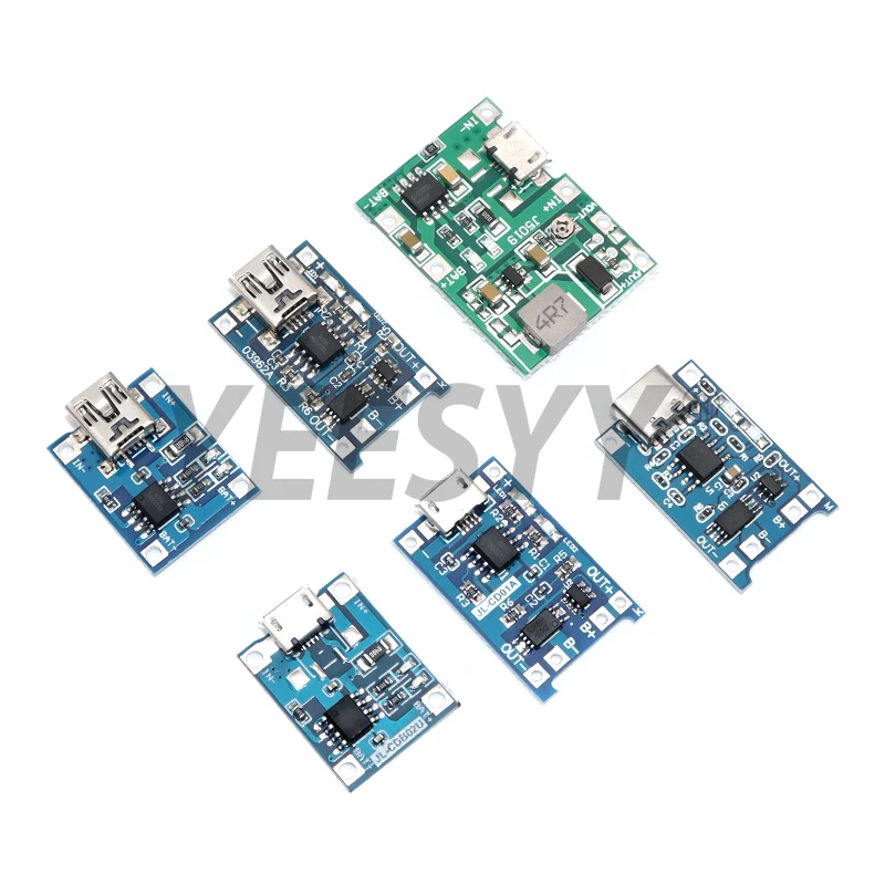 5 pcs Micro  5V 1A USB 18650 TP4056 Lithium Battery Charger Module Charging Board With Protection Dual Functions 1A Li-ion