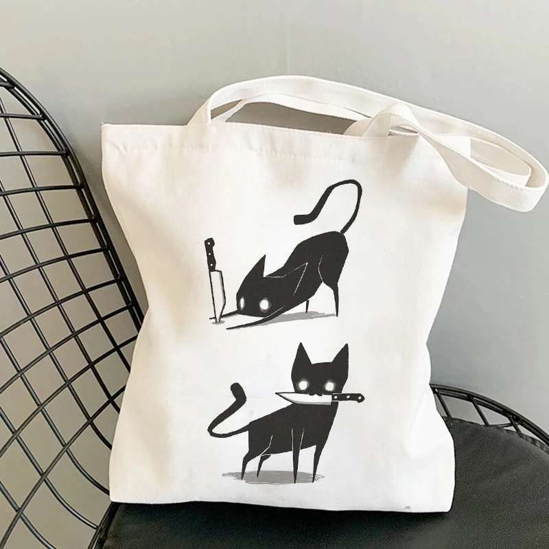 Bolso de compras mágico con pinturas de gatos, bolsa de yute plegable, reutilizable, ecológico