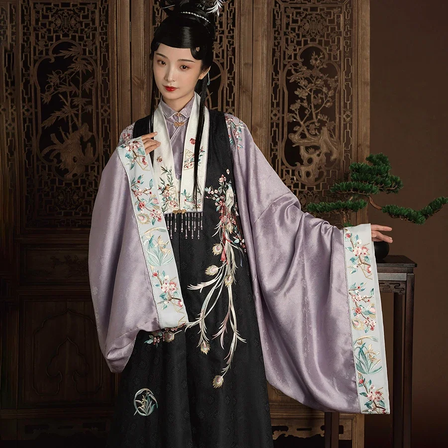 YanYunZhiZaoJu Original Ming Dynasty Elegant Peacock Embroidered Hanfu Dress Women Clothing Traditional Stage Cosplay Costumes