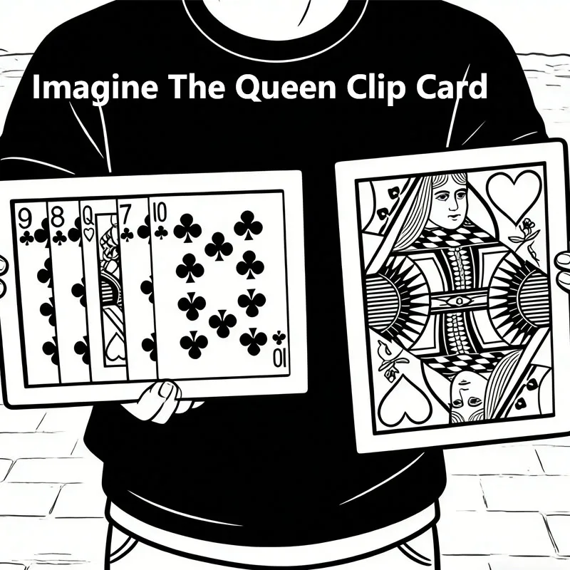 

Imagine The Queen Clip Card Magic Trick – Stage & Close-Up Find the Lady Illusion Prop for Magicians