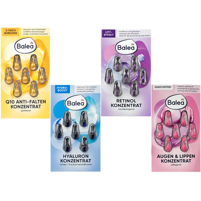 

4pcs Balea Face Eye Serum Concentrate Moisture Increases Dry Skin Elasticity Firmness Soften Eye Wrinkles Nourish Smooth Skin