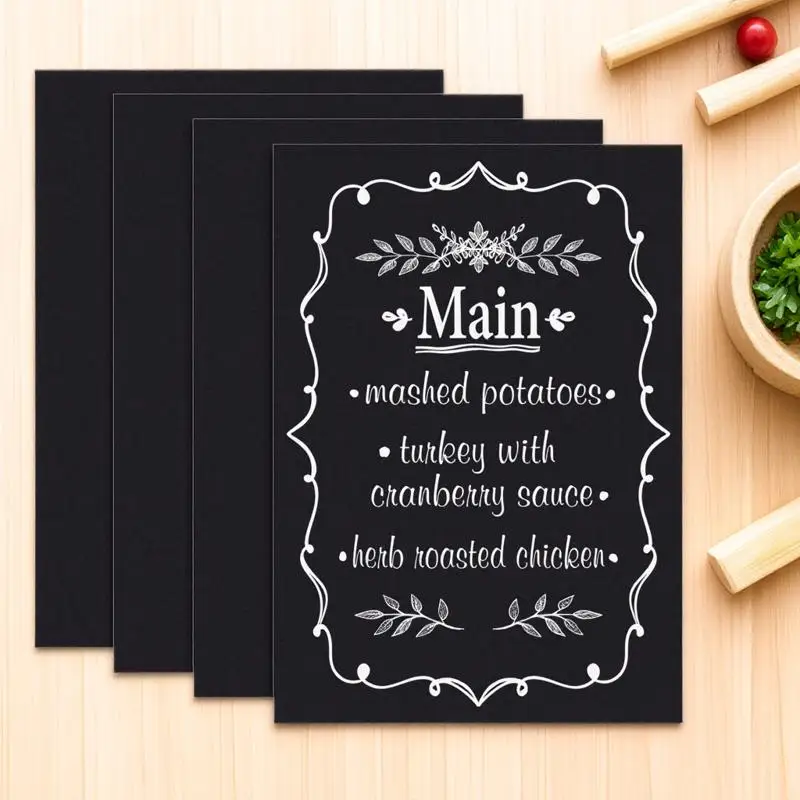 4 Pcs Large Sticker Decor Paper Wall Stickers Black Board for Chalk Sign Decals