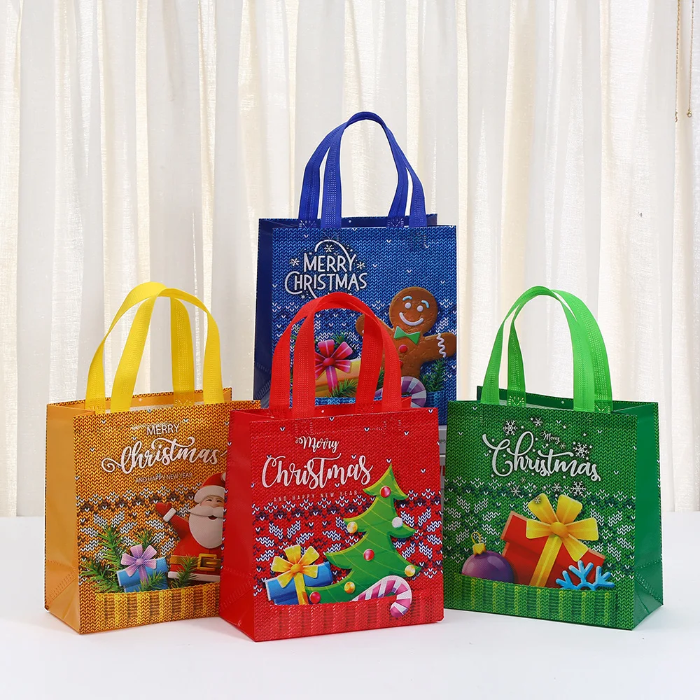 StoBag, bolsas de regalo con tema navideño de punto colorido para dulces, bolsas de diseñador, bolso festivo para fiesta de dulces, bolso de recuerdo de fiesta