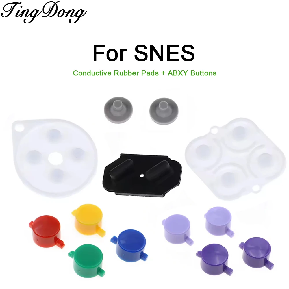

2-10set Conductive Rubber Pads +ABXY Buttons Replacement For SNES gamepad Repair