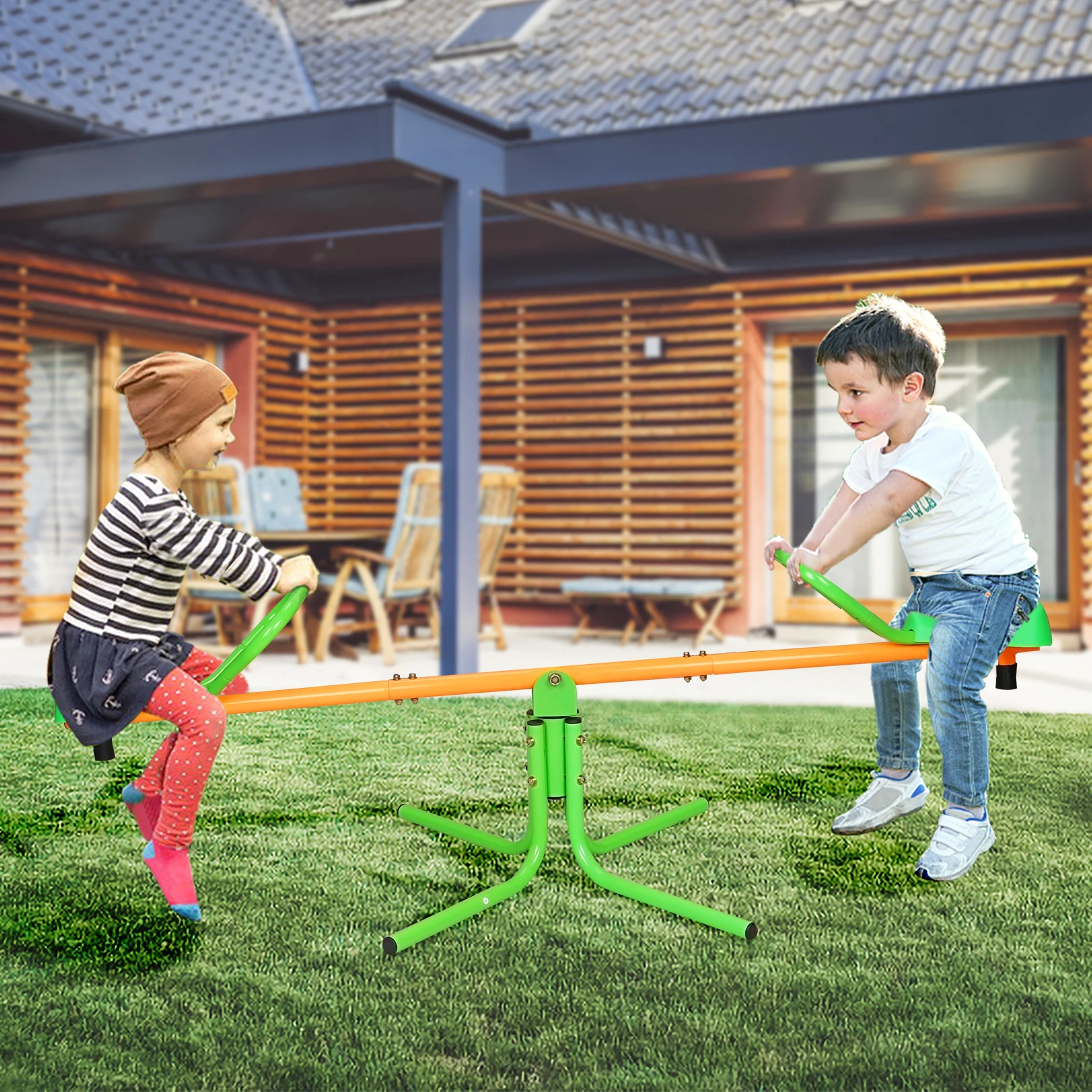 360 Degree Rotation Outdoor Kids Spinning Seesaw Sit and Spin Teeter Totter Outdoor Playground Equipment Swivel Teeter Totter fo