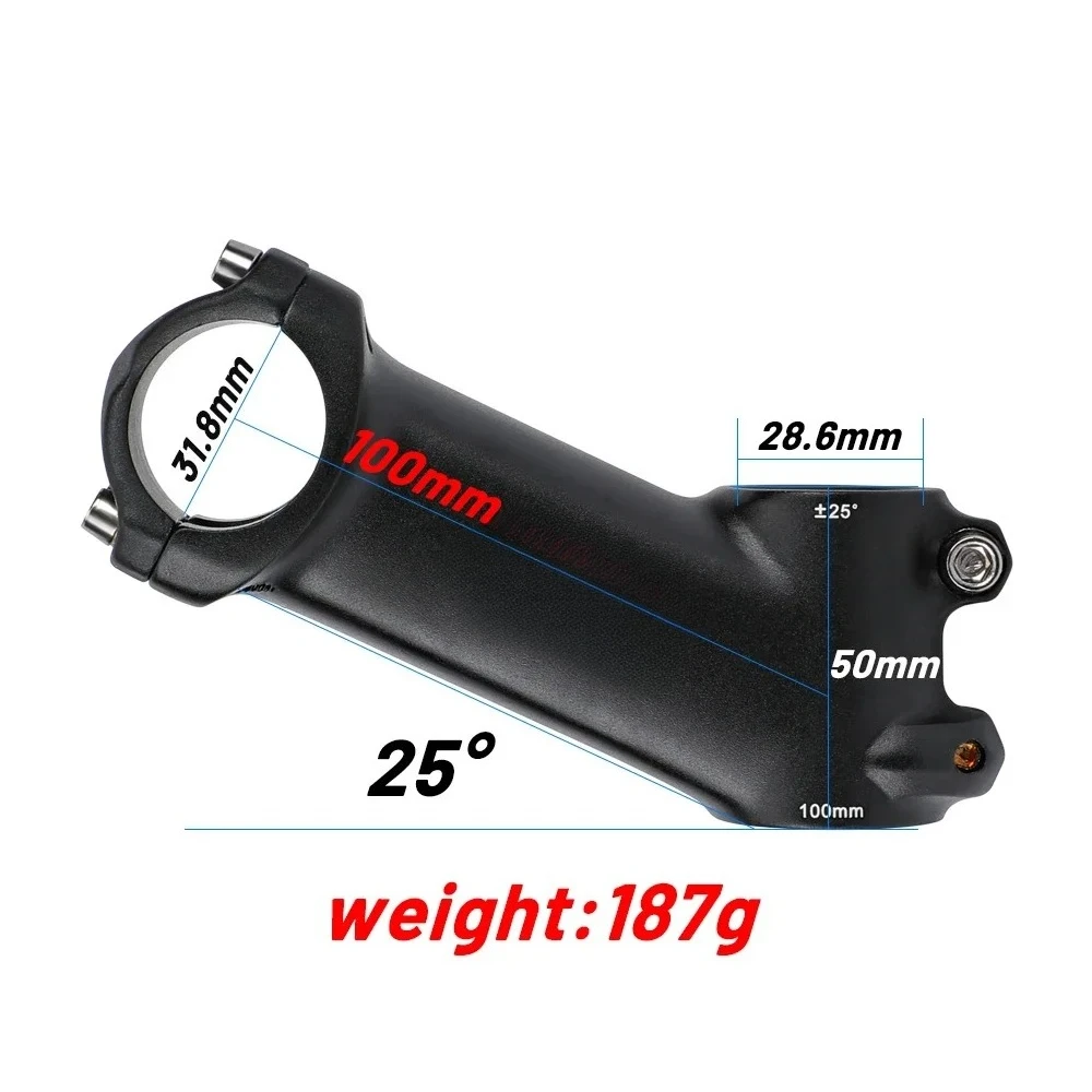 25° Ultralight Stem 31.8mm 70-110mm MTB Road Aluminum Bike Stem
