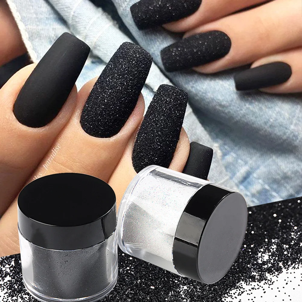 Super Shiny White Black Sugar Powder And Sparkling Nail Decoration Set, Creating Unique And Dazzling Nail Designs, Odorless