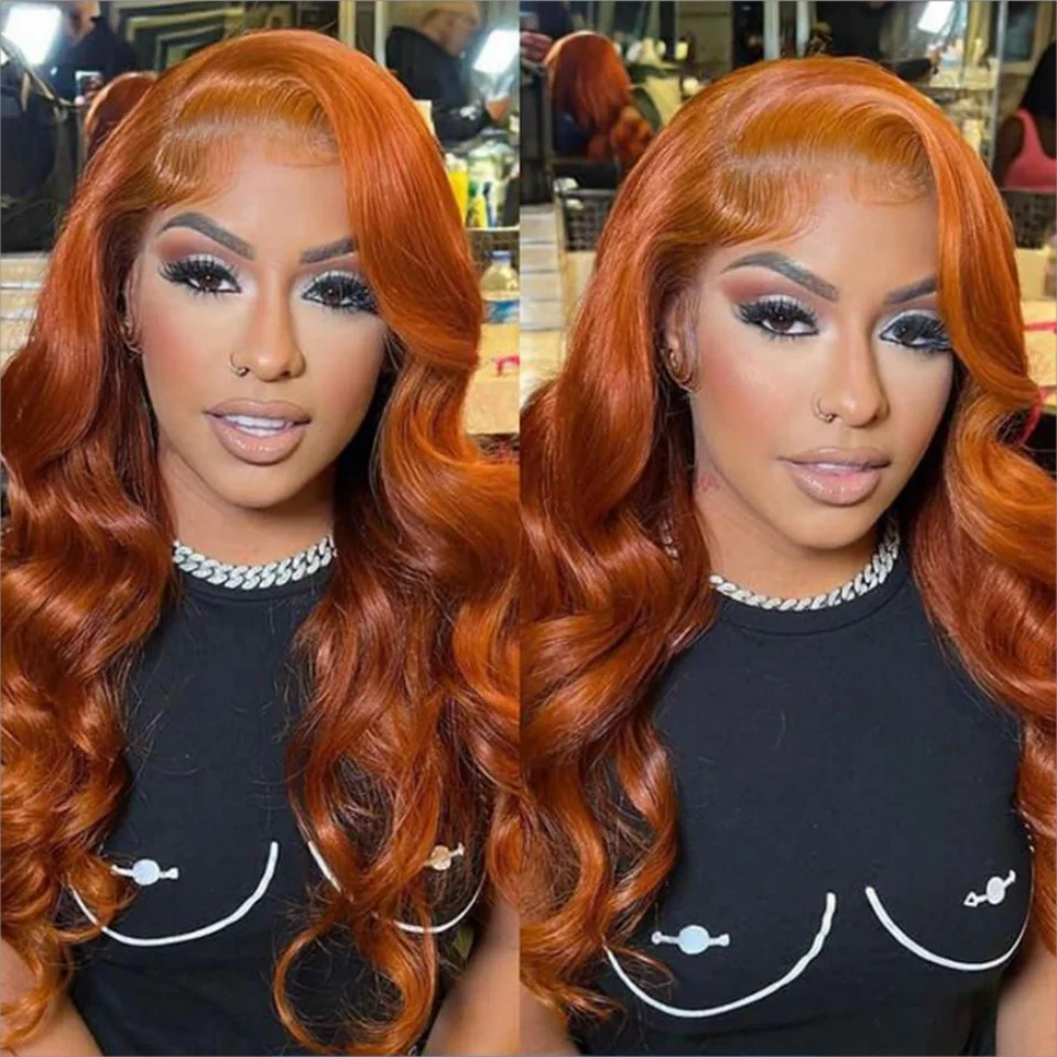 

13x6 Ginger Body Wave Lace Front Human Hair 13x4 HD Transparent Lace Frontal Wig 200 Density Brazilian Hair For Women