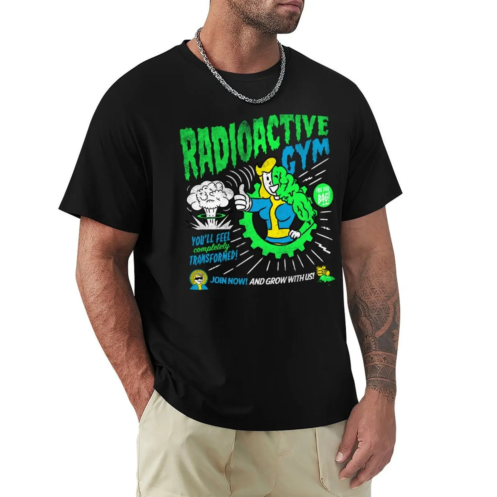 Radioactive Gym T-Shirt Soft Basic Cotton Short Sleeve Tee