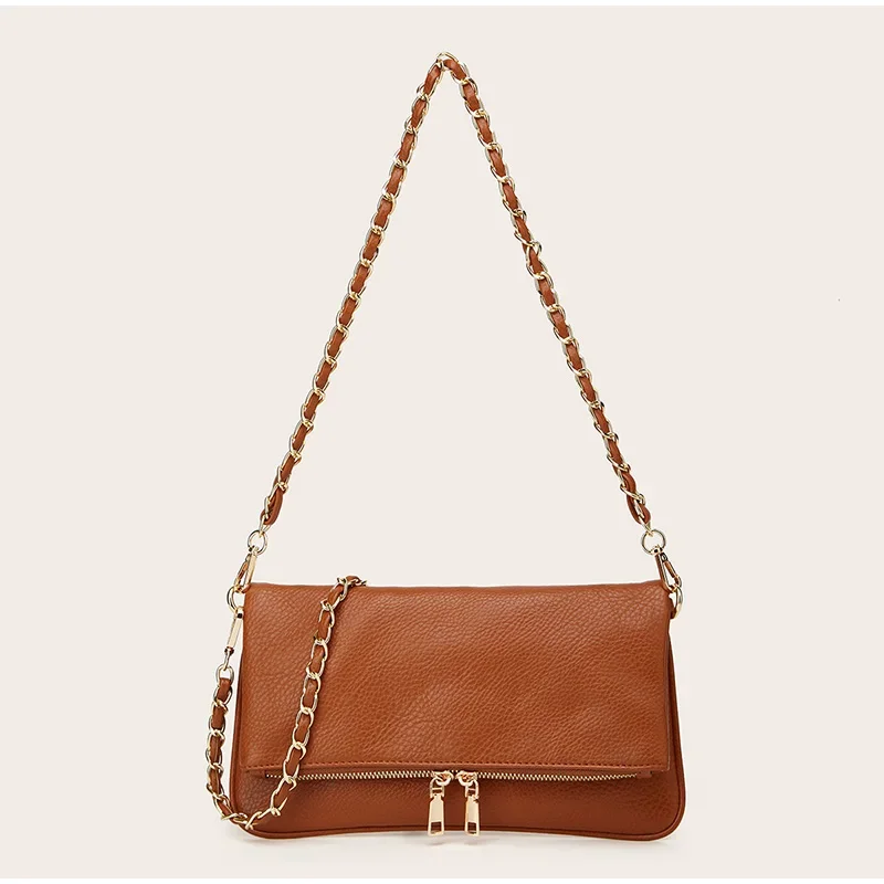 Pebbled Lychee Texure Umhängetasche, kompakte, schicke Umhängetasche mit Unterarmkette, elegante, trendige, kleine, quadratische Damen-Clutchtasche – Detail 17