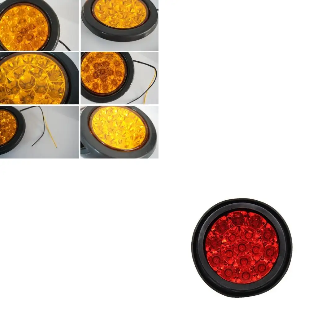 High Brightness 16LED Tail Light Round Light 12-24V Fog Lamp Brake Light for Truck Car RV Trailer