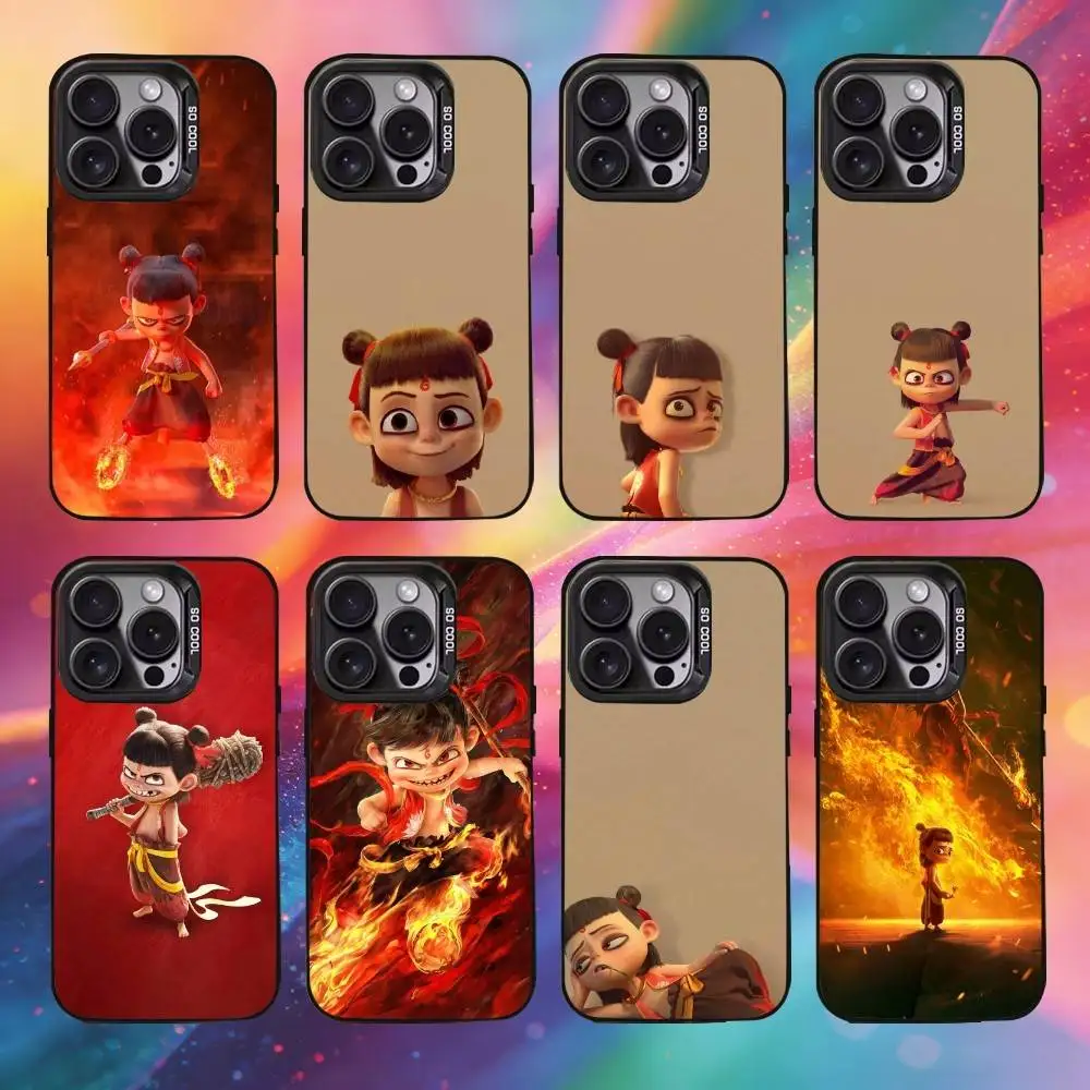 

N-Nezha Phone Case For iPhone17, 16,15,14,13,12 Pro Max Black Candy Matte Shockproof Cover