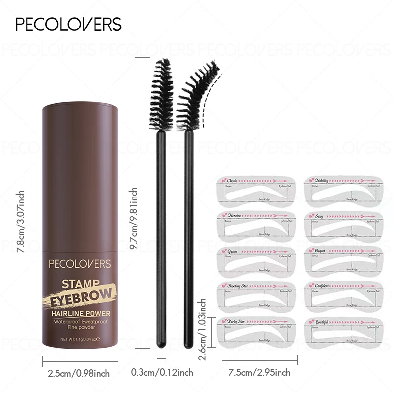 3 stks/set waterdicht wenkbrauwpoeder, haarlijnvormgeving, draagbaar wenkbrauwpoeder, met borstel, wenkbrauwsjabloon, kerstcadeau