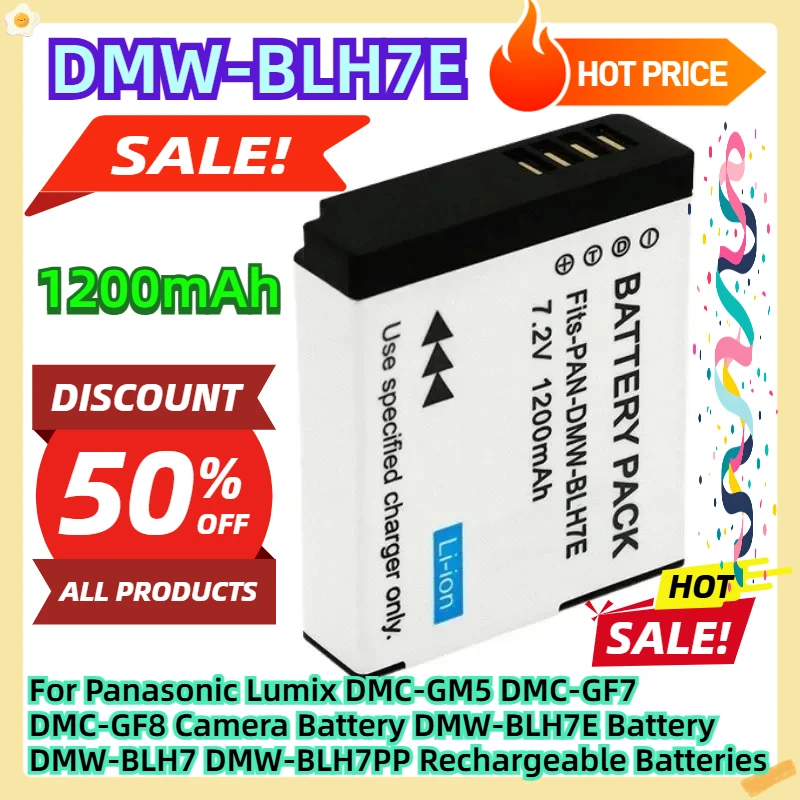 

For Panasonic Lumix DMC-GM5 DMC-GF7 DMC-GF8 Camera Battery DMW-BLH7E Battery 1200mAh DMW-BLH7 DMW-BLH7PP Rechargeable Batteries