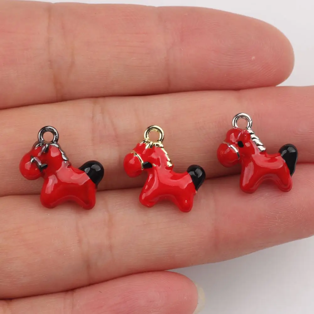 5pcs Cute Small Horse Charms Alloy Animal Pendant DIY Phone Chains Keychain Earring Accessory for Jewelry Making Findings
