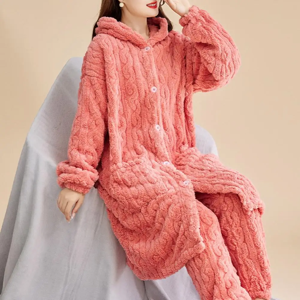 Coral Velvet Women Pajama Set Thicken Velvet Ribbed Fleece Set Pullover Pants Women Pajama Sets 2024 Homewear Women Sleepwear