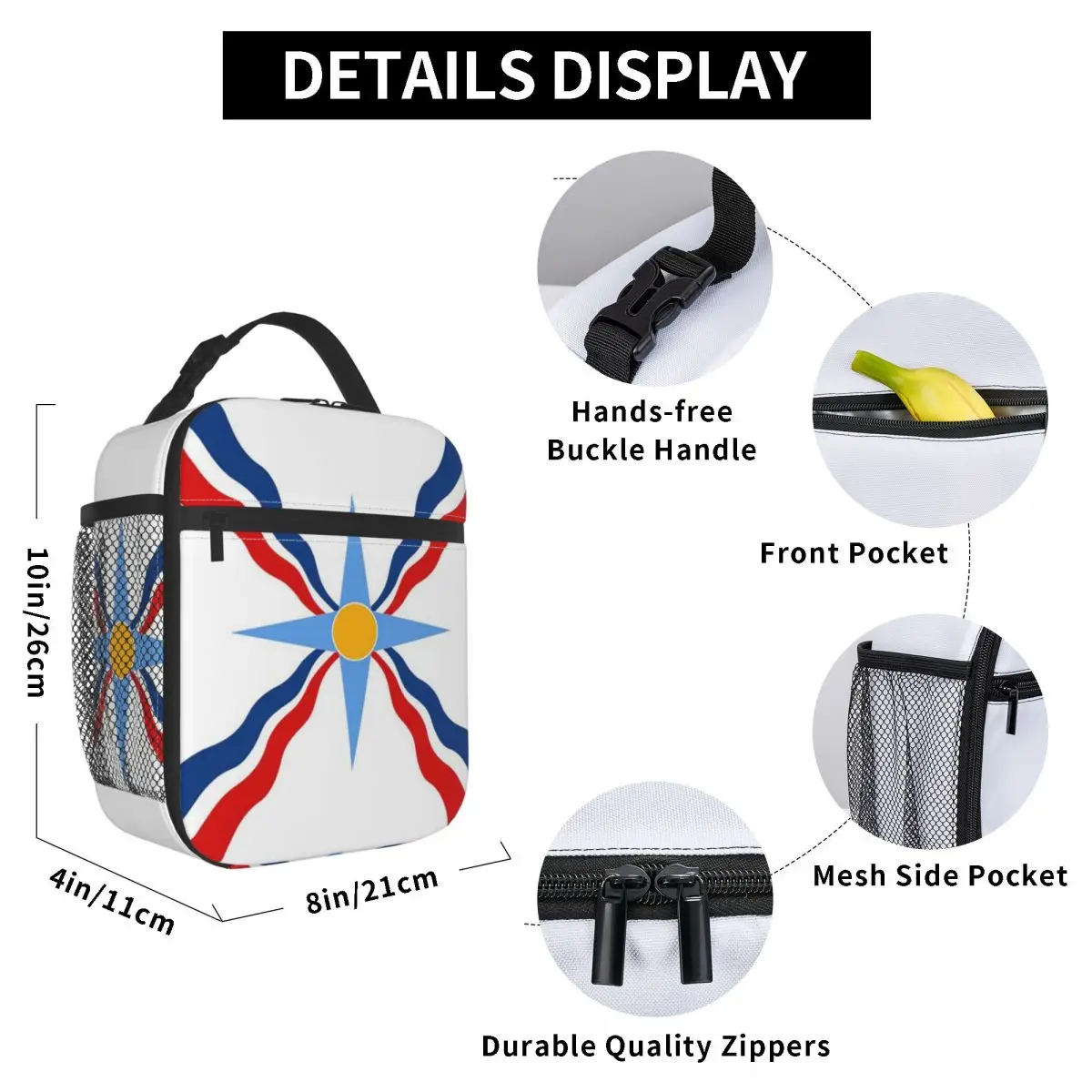 Luxury Assyrian Suryoyo Flag Insulated Lunch Bag for Women Office Cooler Thermal Food Box Tote Portable Lunch Boxes Container