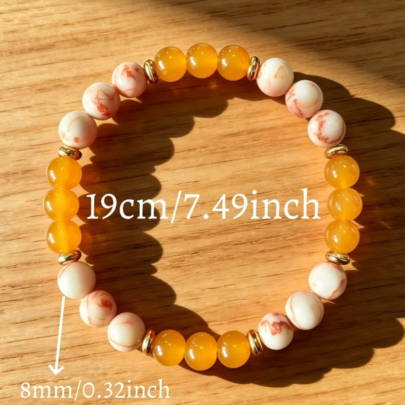 Red Orange Glass Beaded Bracelet, Vintage Retro Elegant Handmade Jewelry Gift for Women, Fashion Accessories