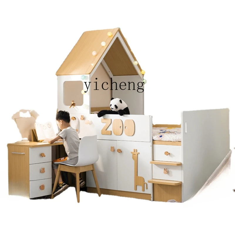 

Zf Children's Half-Height Wardrobe Integrated Multifunctional Combined Bed Boys and Girls Storage Bed Small Apartment