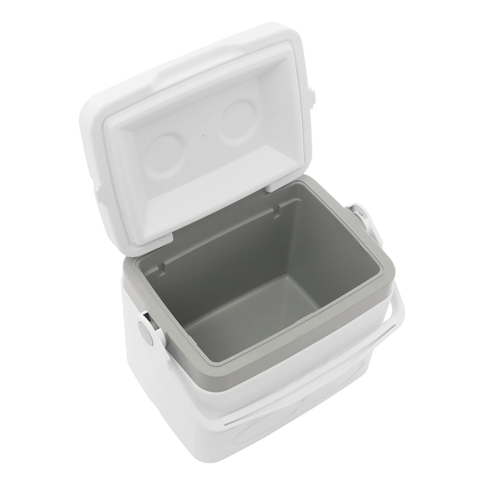 Camping Cooler, Ice Cooler Box, Outdoor Insulated Cold Storage, 8.5L Large Capacity Portable Container, PE PP PU Hard Shell, Leak-Proof Lid, Food Drink Holder, Durable Lightweight Picnic Box for Hiking BBQ Travel Car, Easy Carry, White