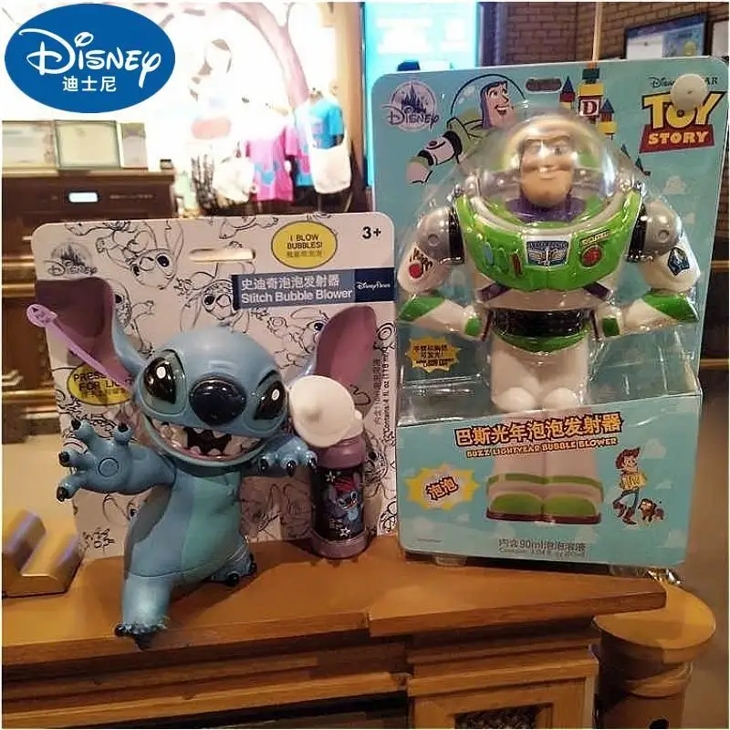 cute Stich Cartoon Bubbles blower Action set disney Buzz Lightyear boys girls Toys Figures Party wedding decoration