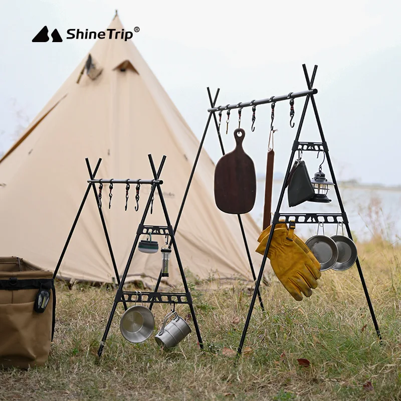 

2026 hot New Shine Trip Outdoor Camping Triangle Shelf Side Buckle Multifunctional Tableware Rack Stability Buckle