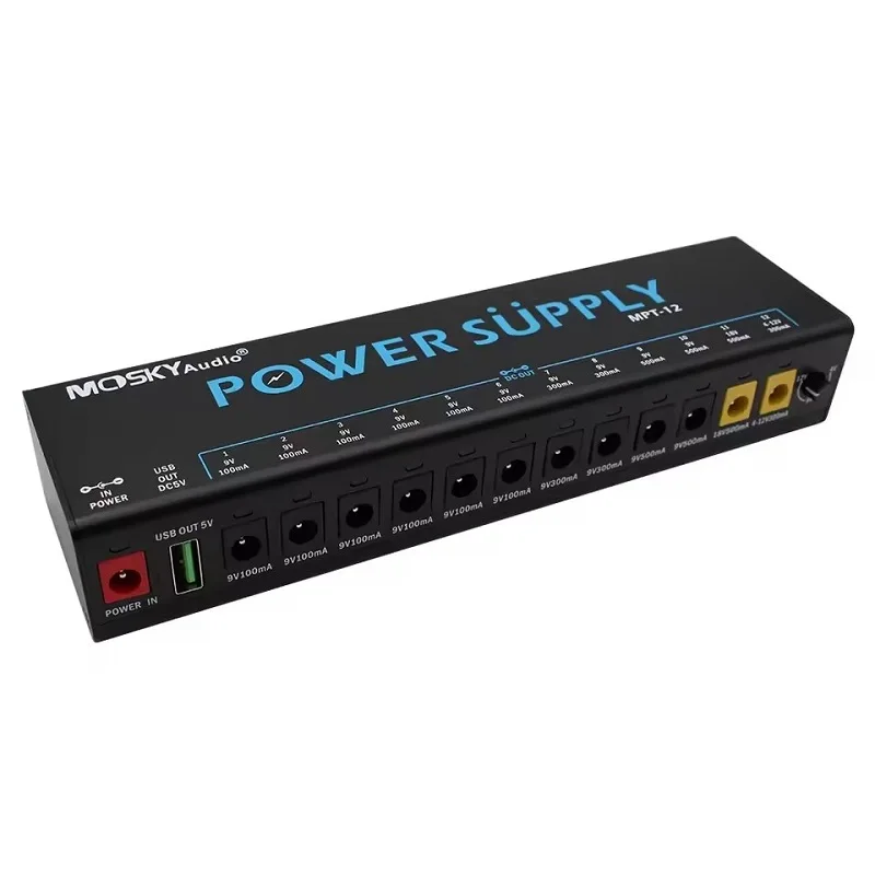 MOSKY MPT-12 Guitar Effect Pedal Power Supply 12 Isolated DC Outputs/5V USB Output for 9V 12V 18V Protection Guitar Accessories view 4