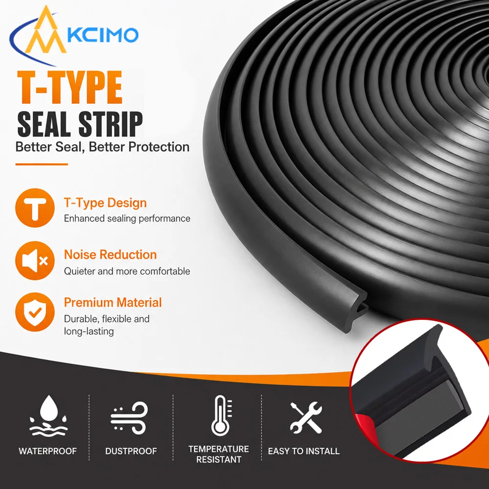 Kcimo 2/5M T-Type Slanted Rubber Weatherstrip Car Edge Sealing Trim Strip Protect Wheel Arch Fender Bumper Reduce Wind Noise