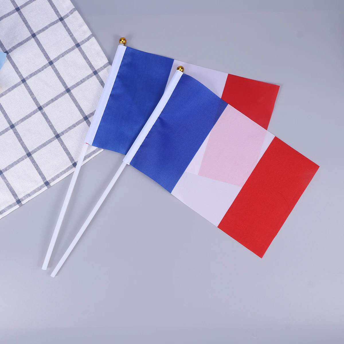 

20 Pcs Hand Held Small Miniature French Flags on Stick Waving Country Banner France