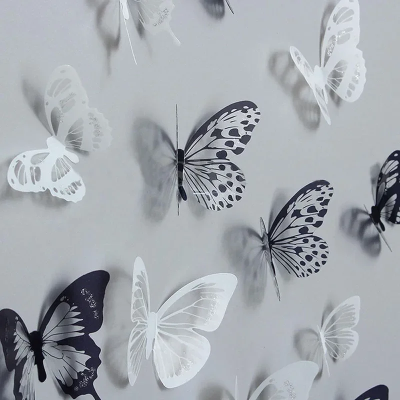 New 18pcs/lot Crystal Butterflies 3d Wall Sticker Beautiful Butterfly Living Room for Kids Room Wall Decals Home Decoration K-on