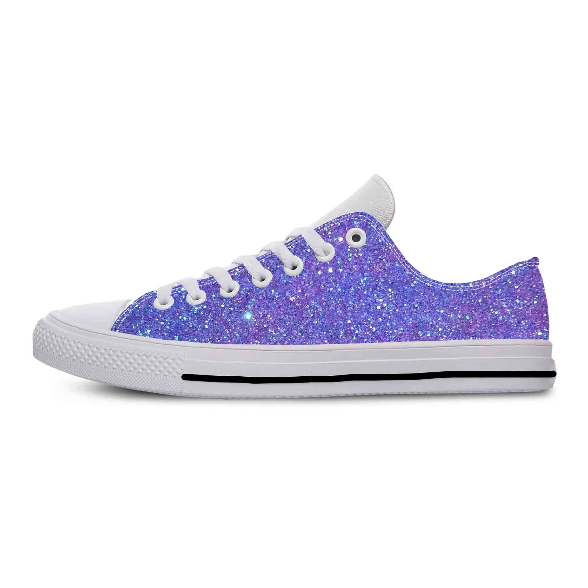 Glitter Sparkle Sparkling Glittery Pattern Galaxy Casual Cloth Shoes Low Top Comfortable Breathable 3D Print Men Women Sneakers