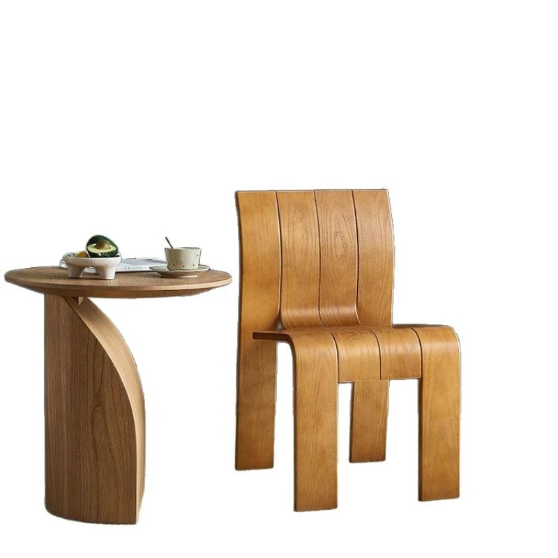 Curved wood chair dining chair log simple medieval designer special shape