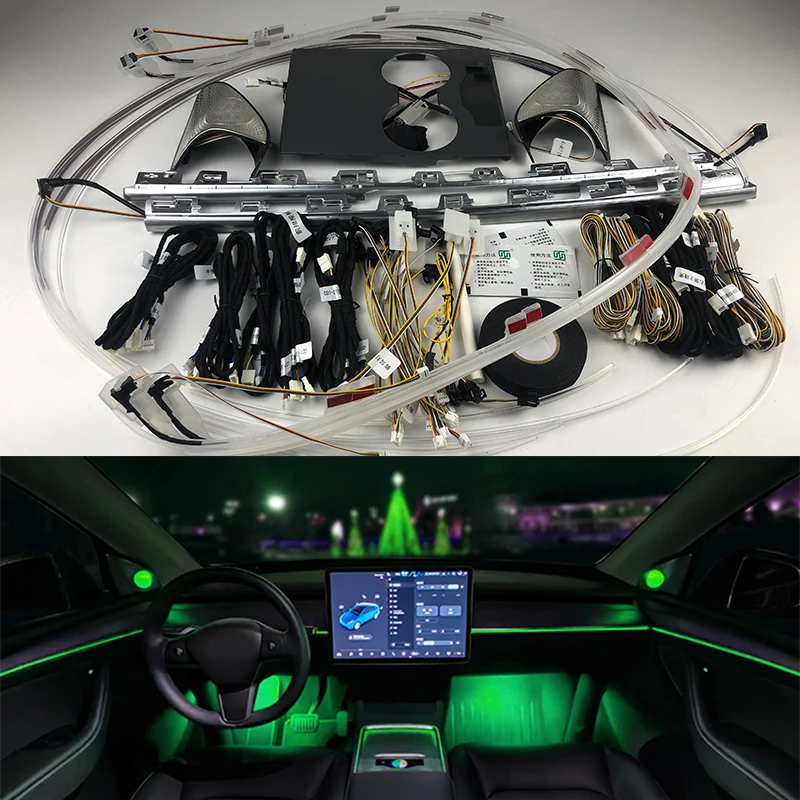 

New design Hollow out Ambient light For Tesla new Model 3 Model Y 2021 Lamp LED Speaker cover saddle lamp Atmosphere Light