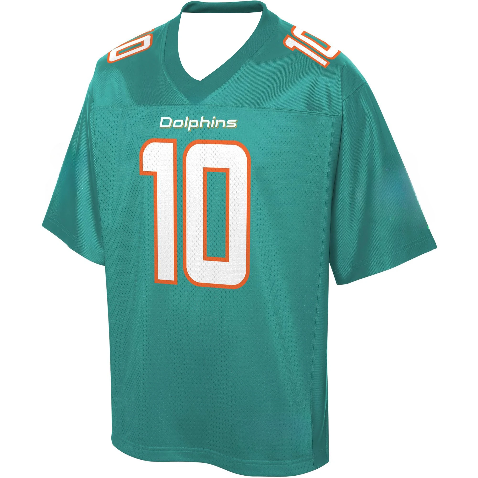 جيرسي كرة القدم - أزرق مخضر مع لهجات برتقالية/بيضاء "هيل 10" قميص رياضي رسمي لمحبي جيرسي رياضي بطبعات ثلاثية الأبعاد عالية الدقة