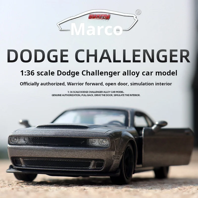 1: 36 Dodge Challenger Hellcat Toy Car for  Scale Die Cast Metel Cars Toy Pull Back Model Cars