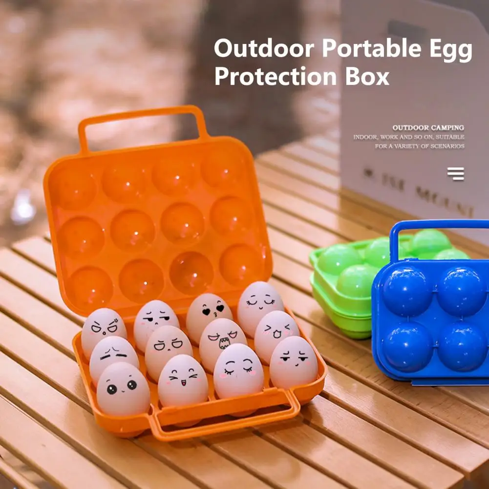 Egg Case 12 Grid Outdoor Egg Tray Holder Egg Case Shockproof Snap Sealing Egg Storage Box Plastic Container Kitchen Organizer