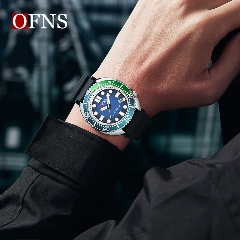 OFNS 8033 New Simple Quartz Watch Men's Waterproof Night Light Calendar Watches Silicone Strap Fashion Casual Men's Wristwatch