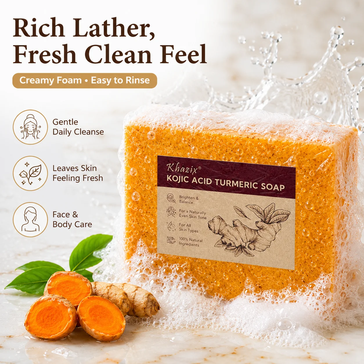 Daily Cleansing Soap Bar for Face and Body, Gentle Bath Soap, Portable Skin Care Bar for Home Travel Use