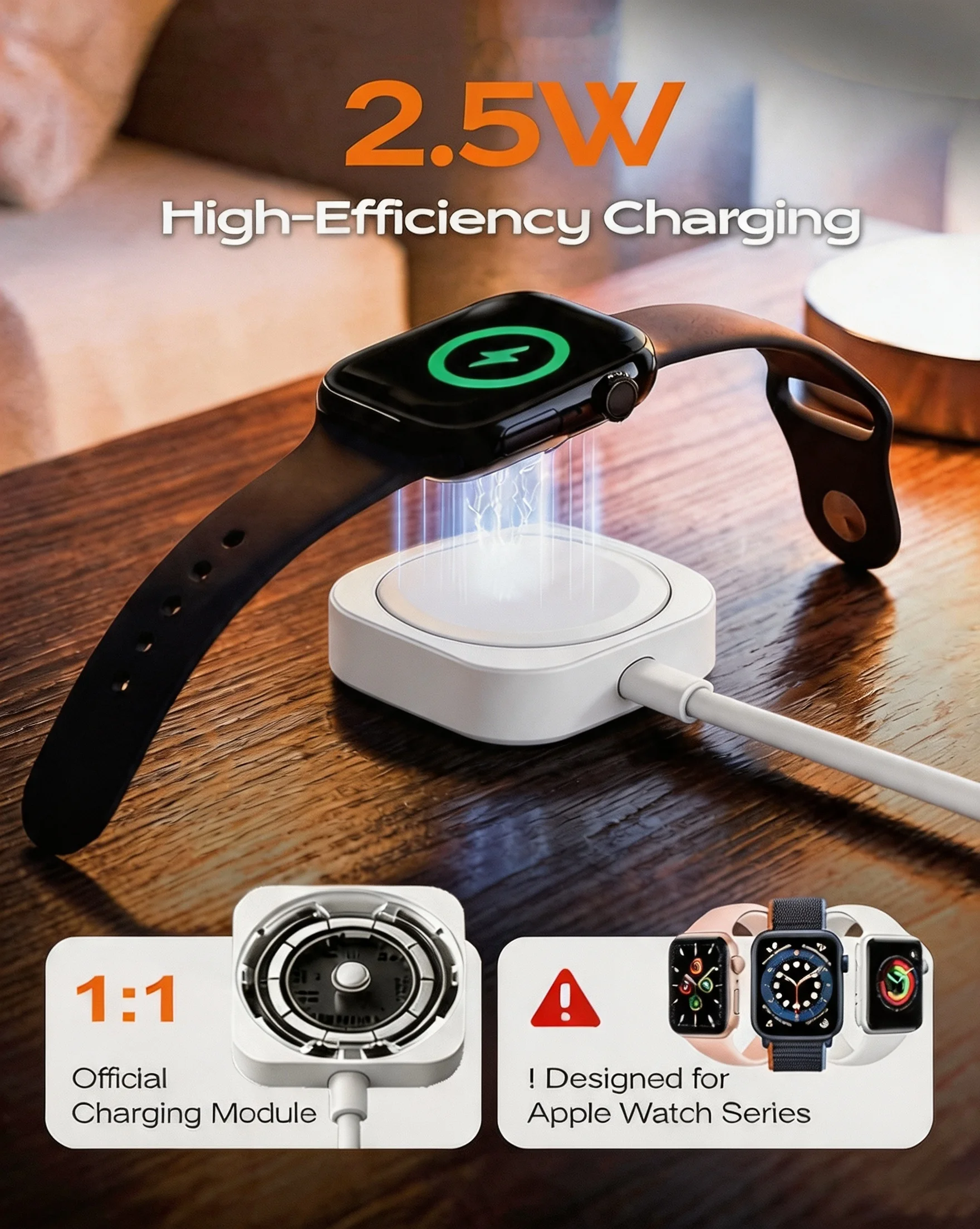 Magnetisches Kabelloses Schnell-Ladegerät für Apple Watch Series 10 9 8 7 6 5 4 3 2 1 Ultra Hermes Edition Tragbares iWatch-Ladekabel – Detail 2