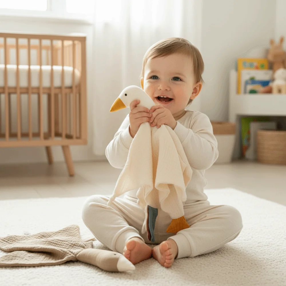 Cute Cartoon Design Swan Baby Comforter Cotton Material Saliva Towel Cotton Baby Blanket Personalized Name Bibs Newborn Sleeping