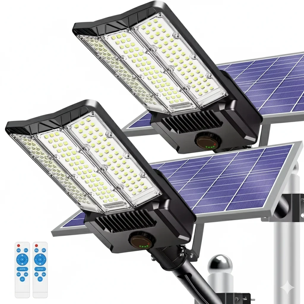 1/2 szt. Jasne solarne lampy uliczne, zewnętrzne oświetlenie bezpieczeństwa 8000Lm 26000mAh, solarne lampy z czujnikiem ruchu, wodoodporne do ogrodu, na podwórko, na ścieżkę, zasilane LED, do użytku — 2