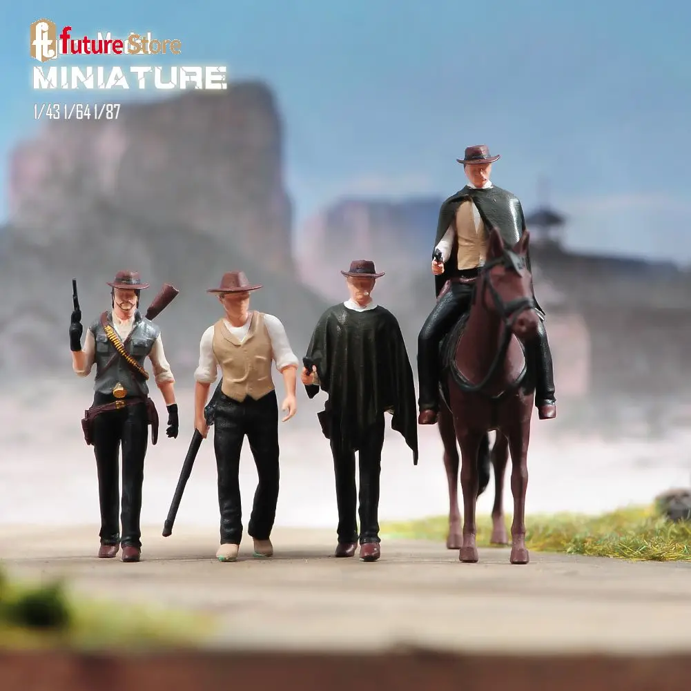 Miniature Figure 1/87 1/64 1/43 1/24 1/18 Wilderness Western Cowboy  3D Diorama Model Miniature Creative Scene Props Decor
